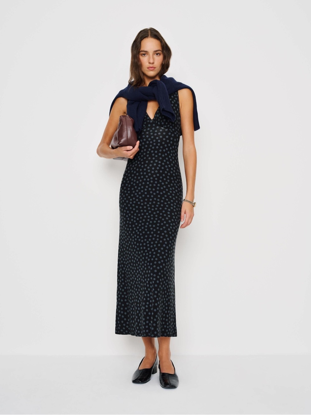 Reformation Brayden Polka Dot Midi Dress